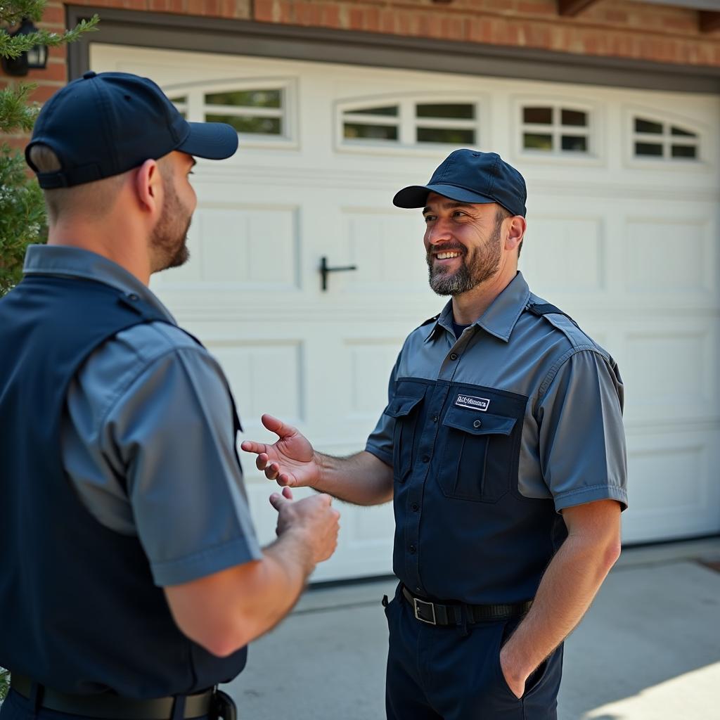 Wauconda Garage Doors technician explaining repair options to homeowner
